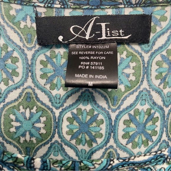 Nordstrom A-List Teal Green Blue Paisley Handkerchief Sleeveless Scoopneck Dress - Picture 7 of 10